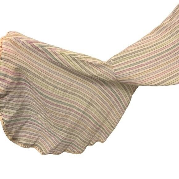 Solitaire Top Off the Shoulder Bell Sleeve Pastel Stripe Size Large - Picture 7 of 7